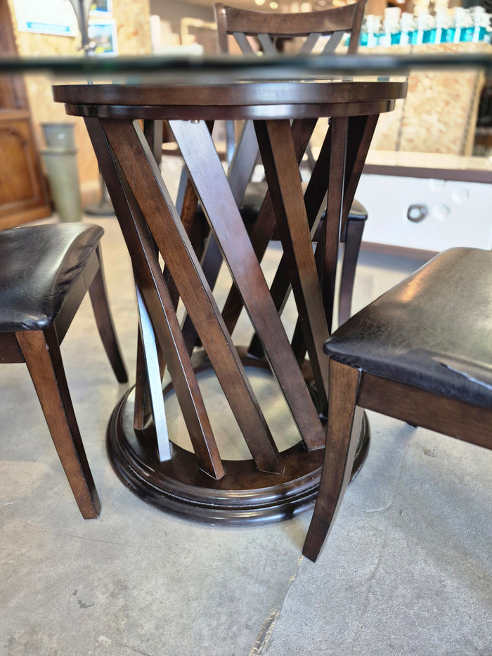 48" Round Glass Table with 3 Chairs