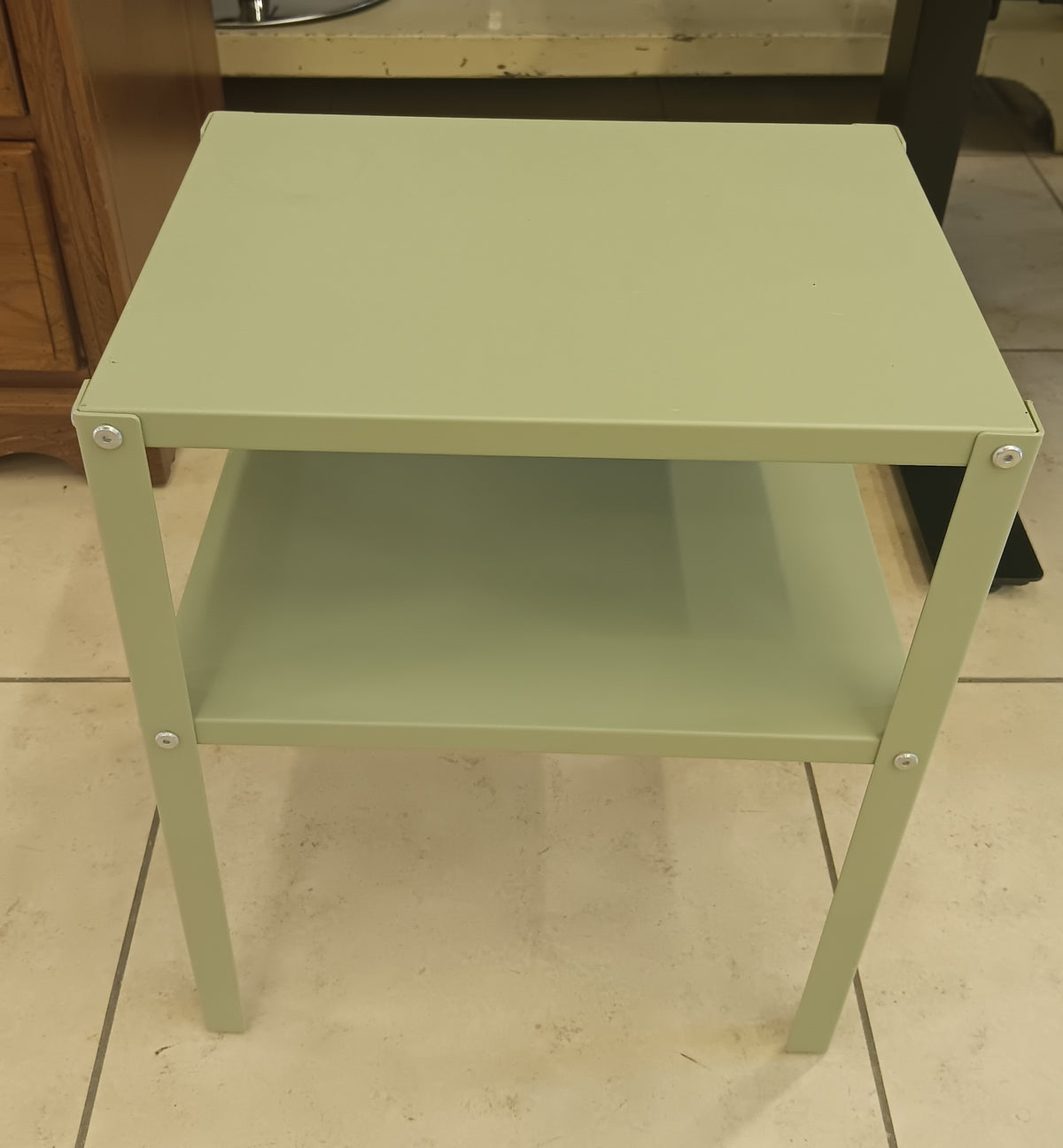 Pair of Sage Green Metal End Tables