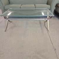 48"W Stainless Steel and Glass Coffee Table
