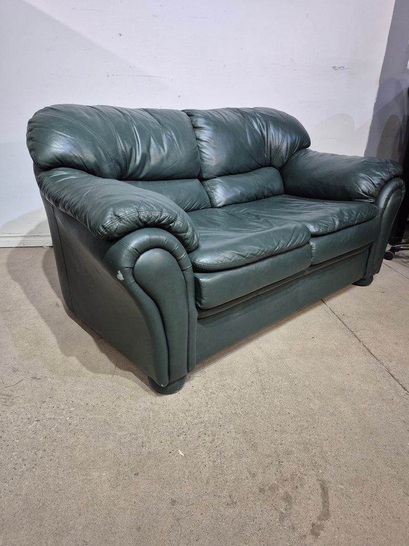 Green Leather love seat Couch