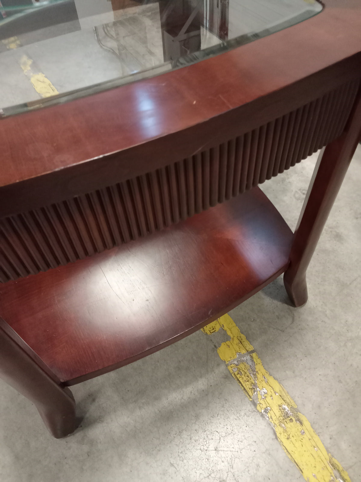 26"W Wood Side Table with Glass Top