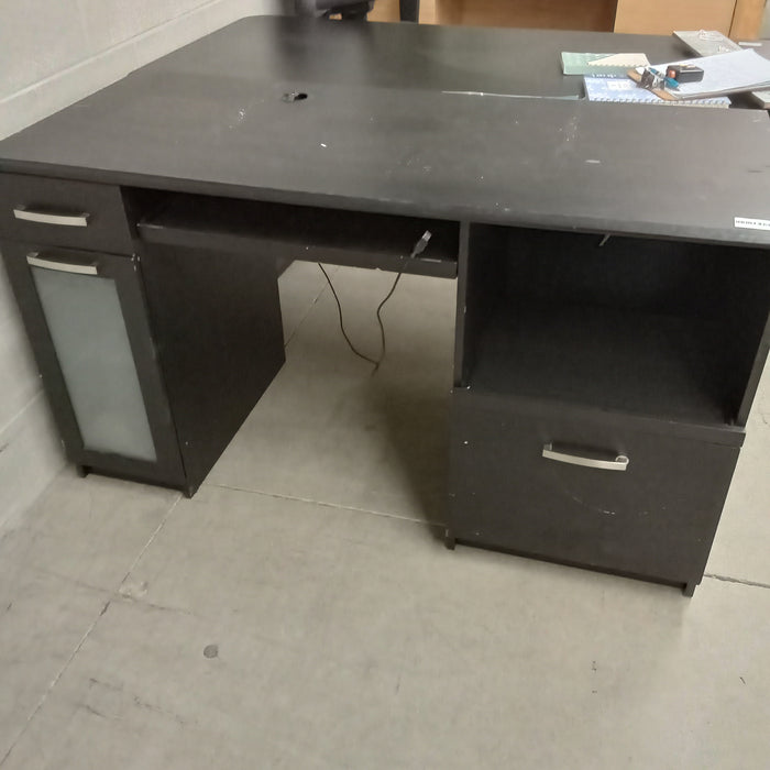 53"W Double Pedestal Desk in Black