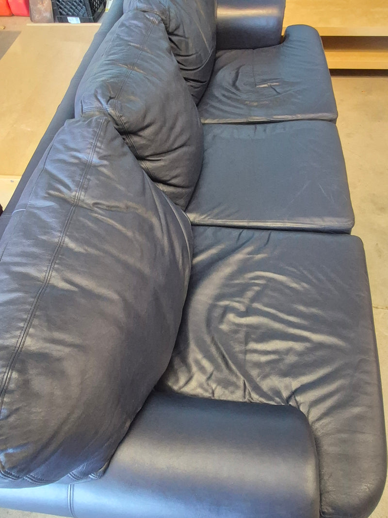 Navy Leather Sofa