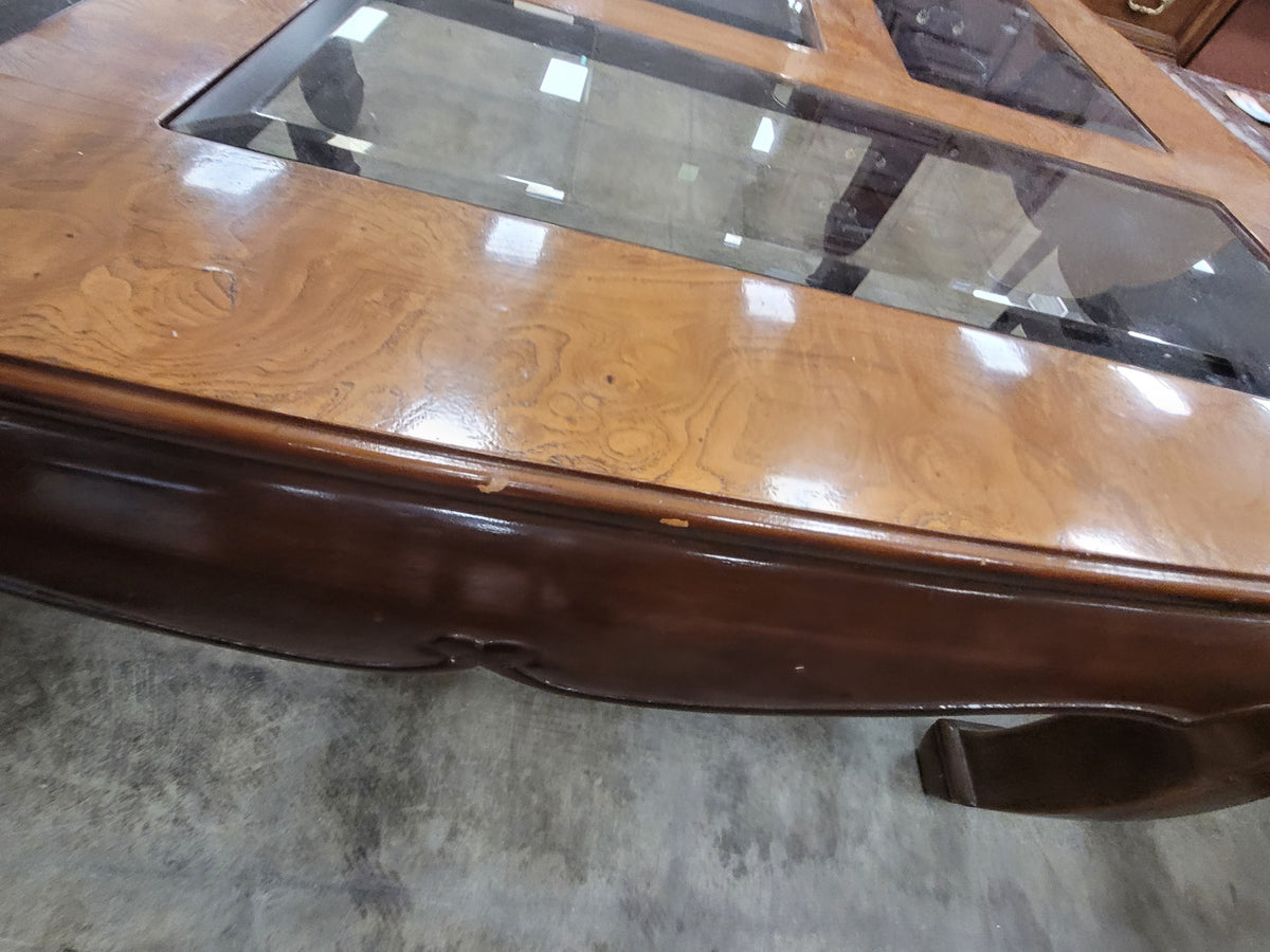 Burl Wood Coffee Table W/6 Glass Insert's