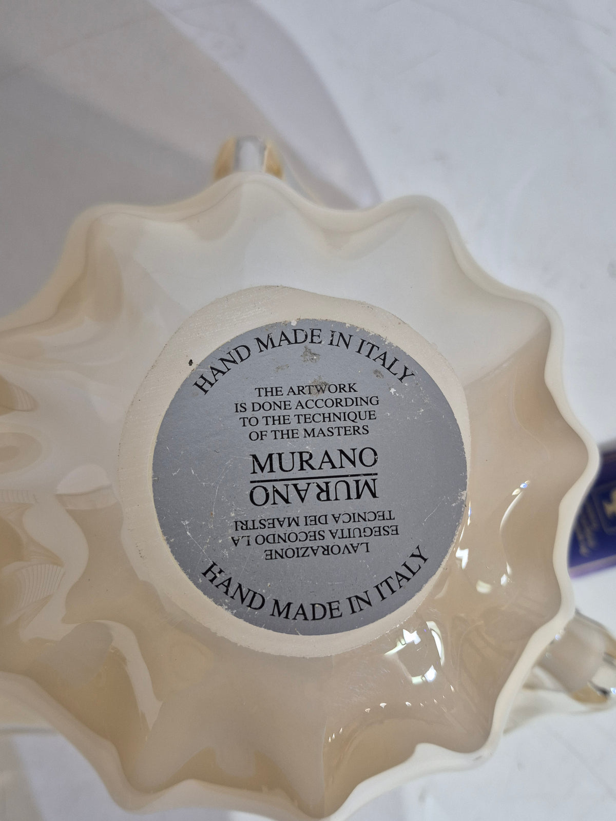 Murano Hand Made White Crystal Vase