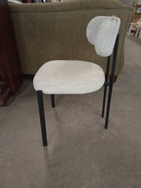 19"W White Woven Fabric Chair with Black Metal Legs