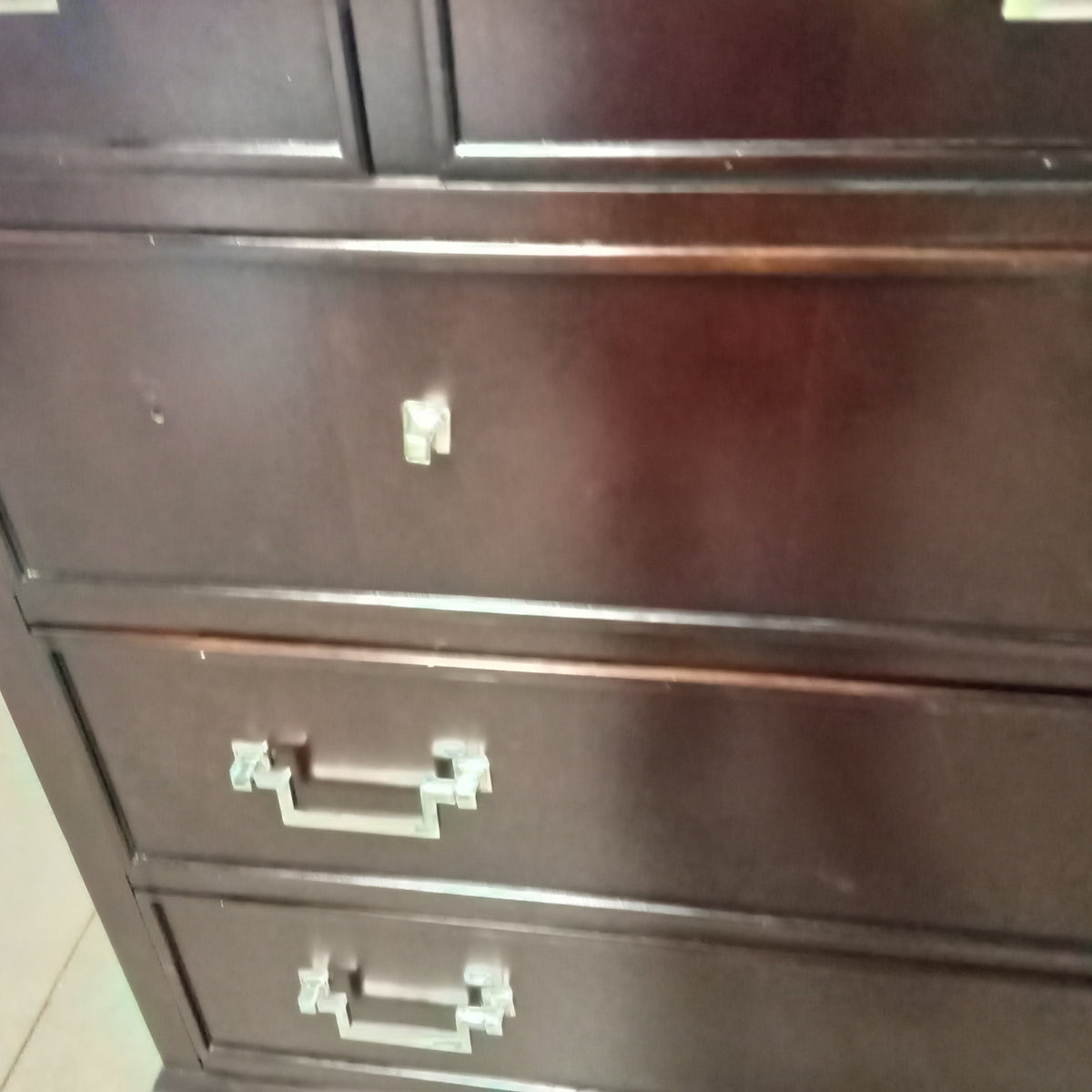 38.5"W 6-Drawer Tall Boy Dresser in Dark Wood