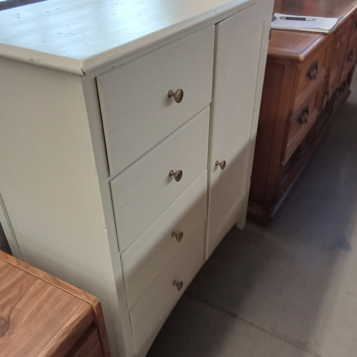 36"W Armoire in White Painted Wood
