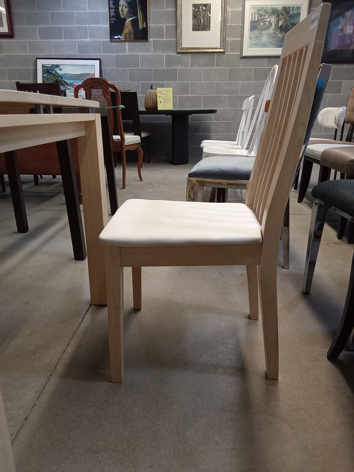 59"W Blonde Wood Dining Set with 4 Chairs