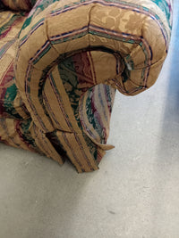 69"W Gold and Green Love Seat