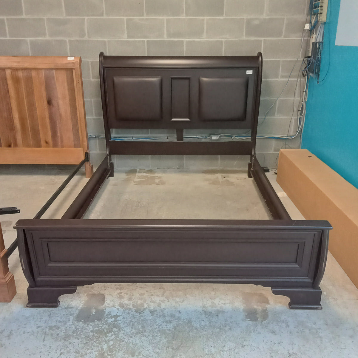 64"W Solid Dark Wood Bed Frame - Queen