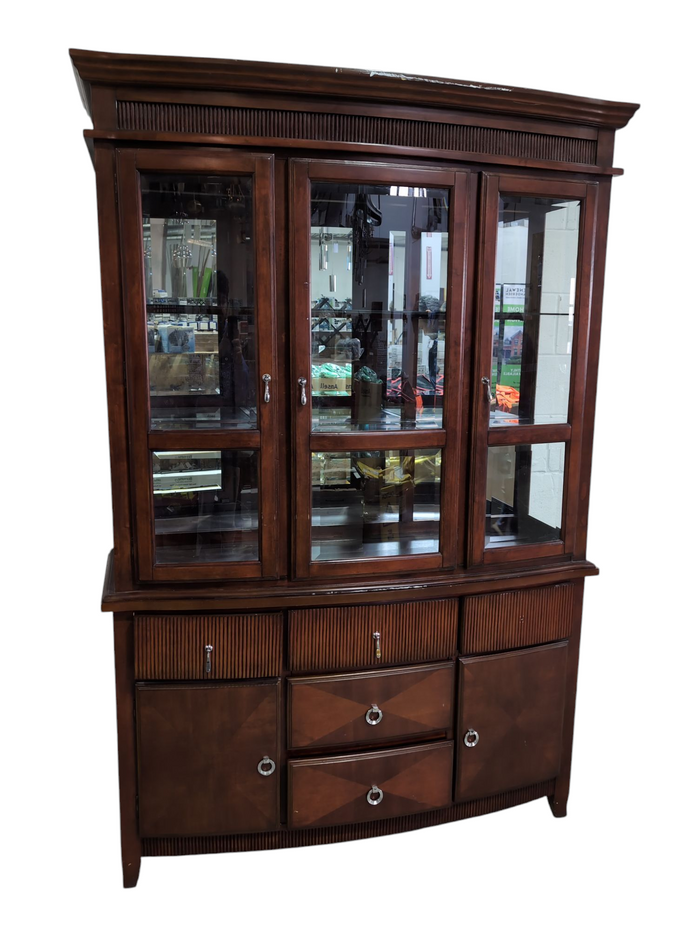 Wooden China Cabinet w/ Glass Shelves