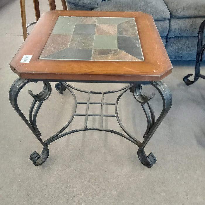 26"W Side Table with Tile Inlaid Top