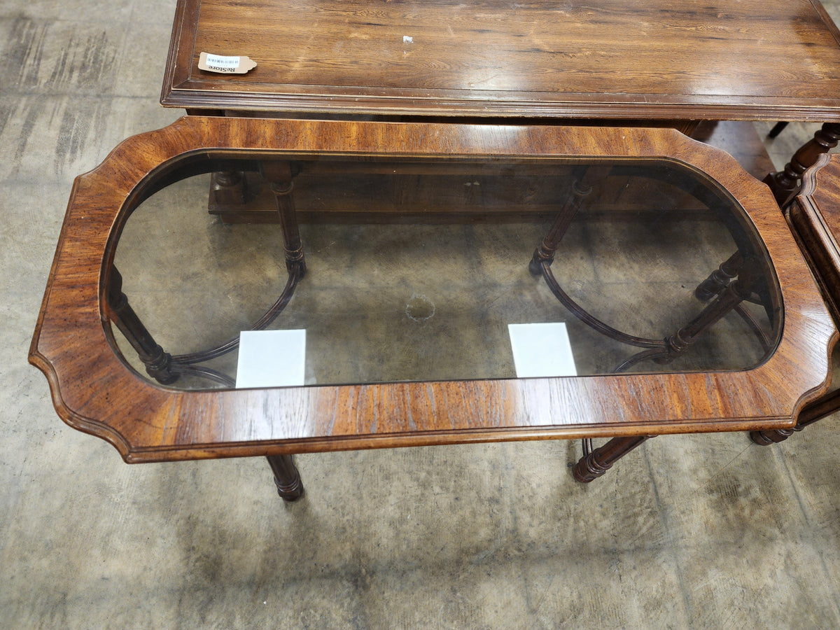 Walnut Wooden Coffee Table with Glass top