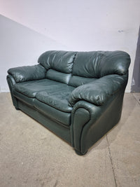 Green Leather love seat Couch