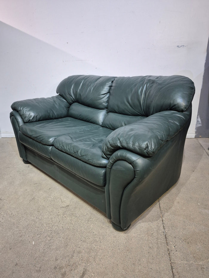 Green Leather love seat Couch