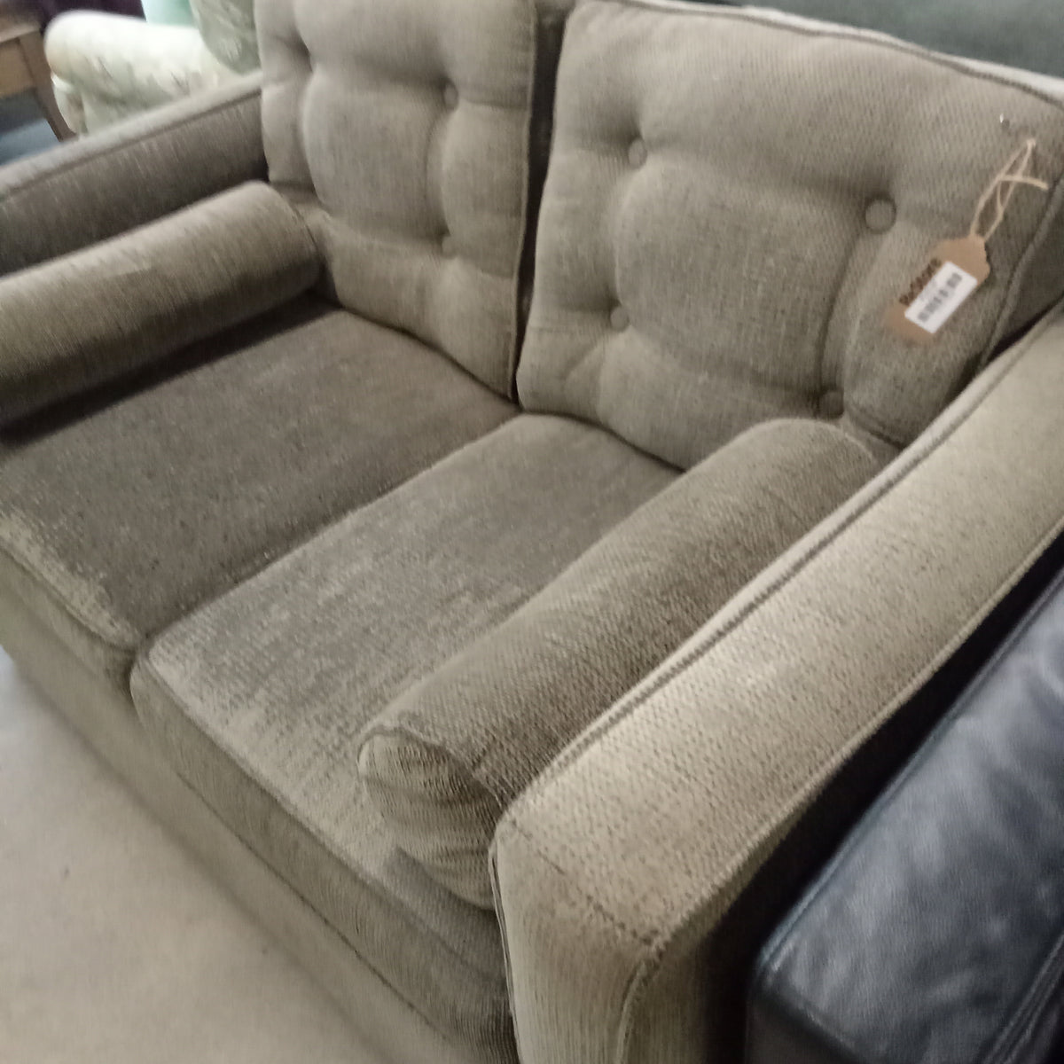 58"W Gray Fabric Love Seat