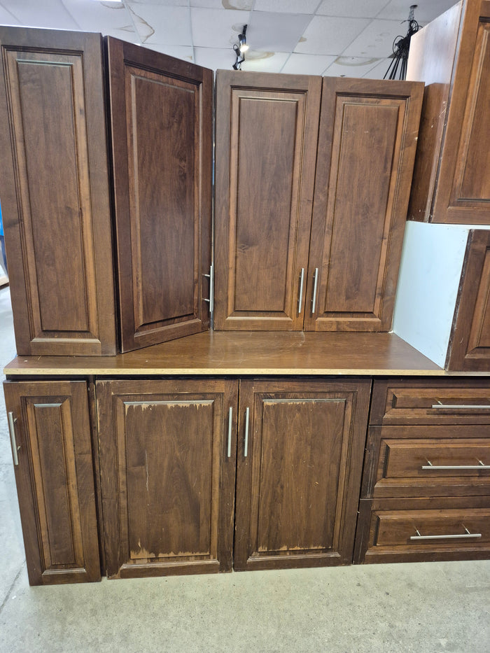 Brown Solid Wood Cabinet Set