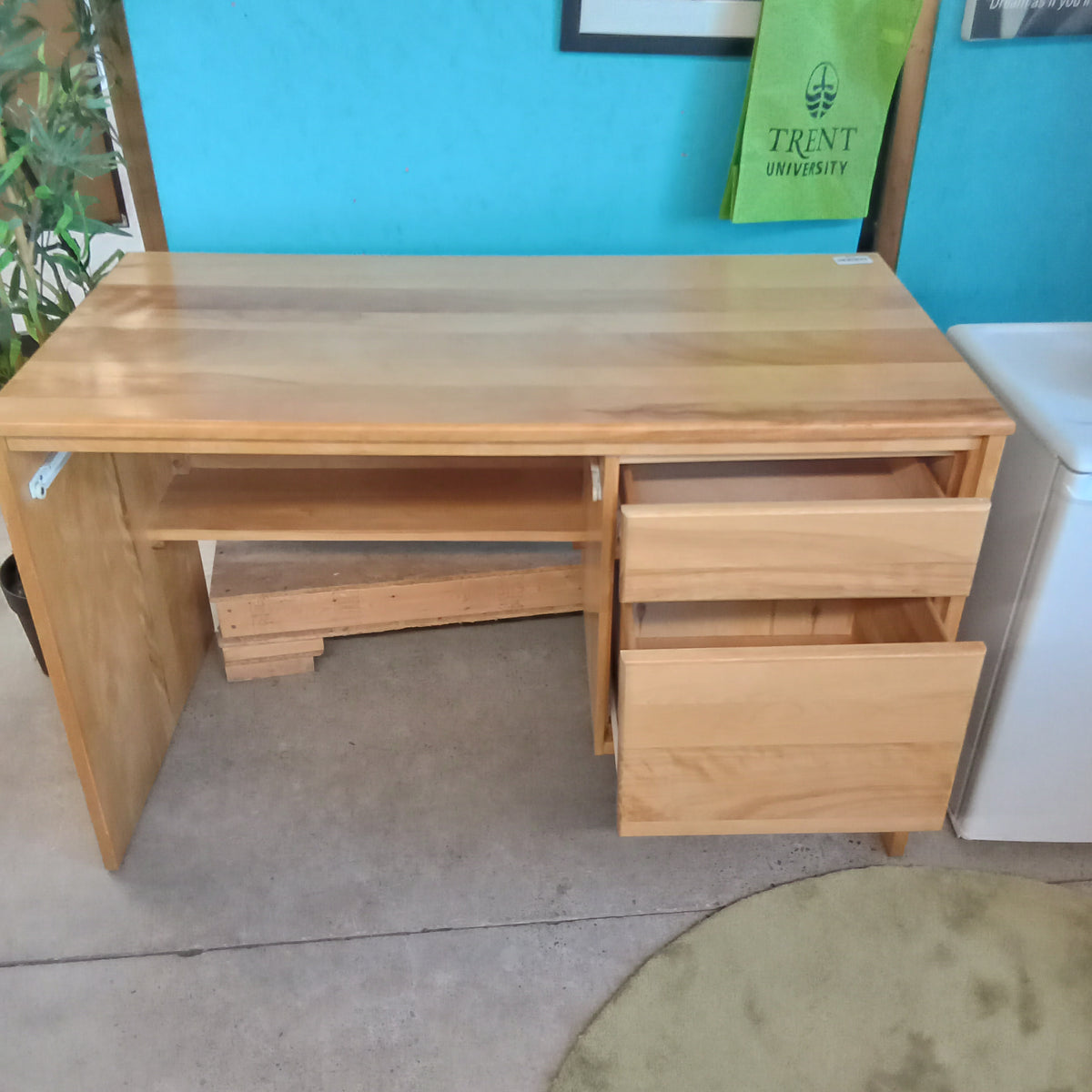 48"W Pine Single Pedestal Desk