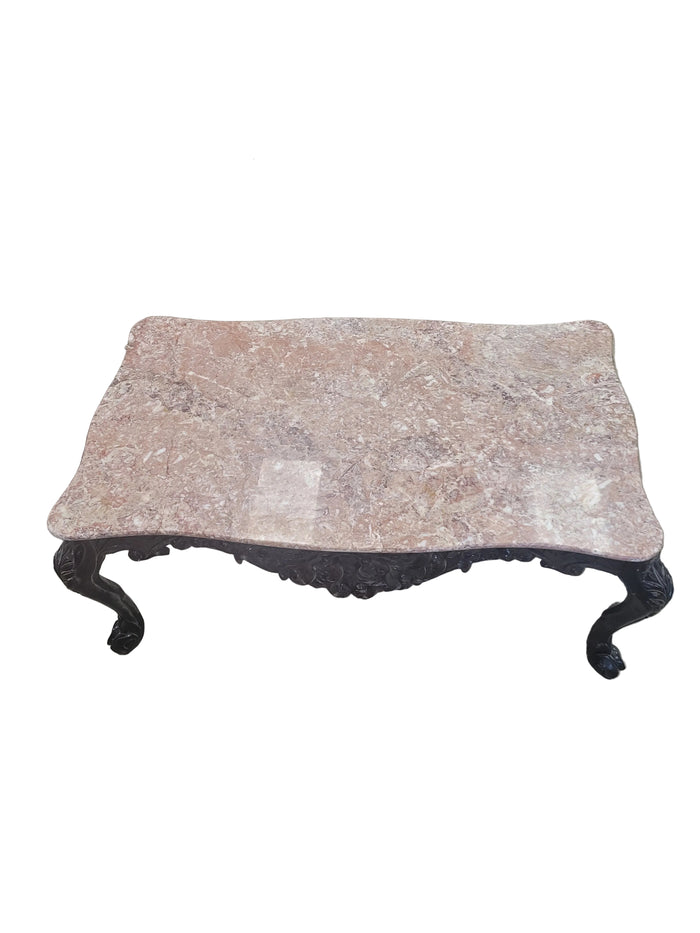 Ornate Marble-Top Coffee Table