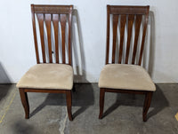 Set of 4 Beige/Antique Stain Dining Chairs