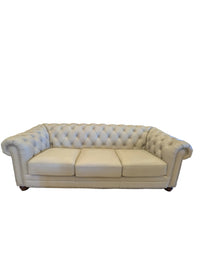 Amherst Ivory Tufted Genuine Leather Sofa