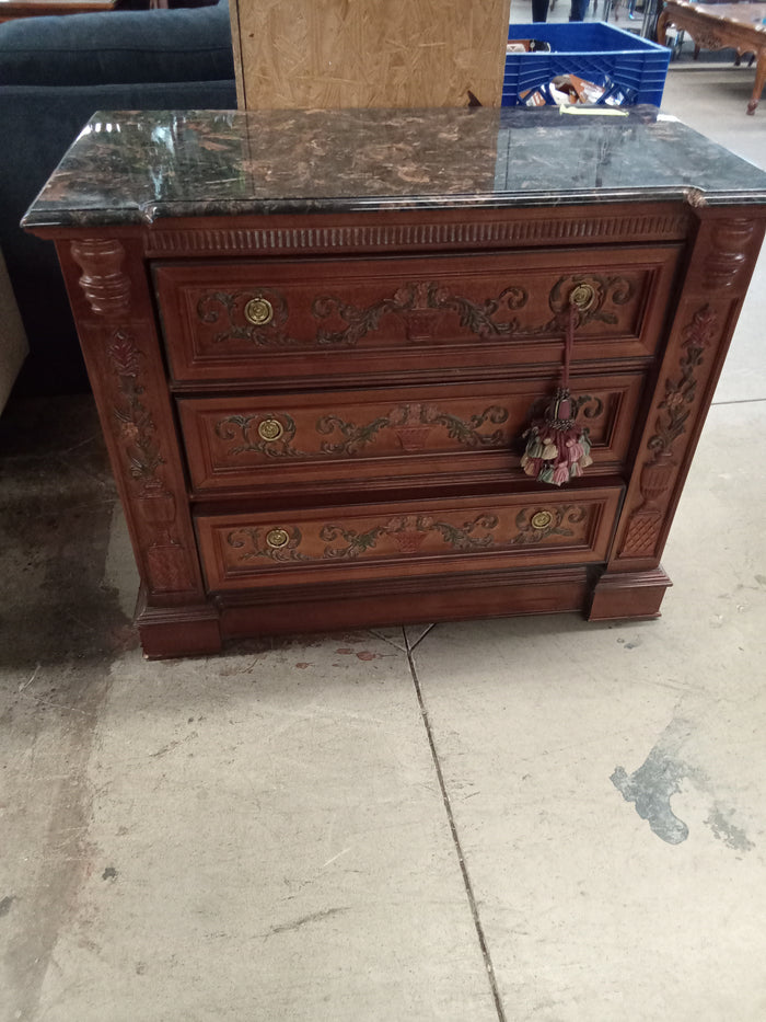 37"W Antique Sideboard With Marble top