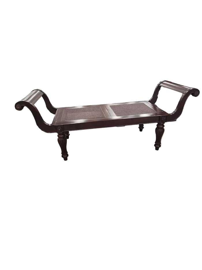 Regency-Style Mahogany Bench W/Cane Seats