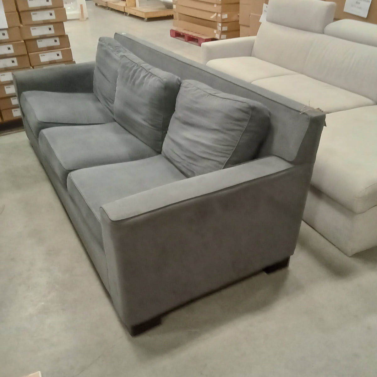 94"W 3-Seat Sofa in Gray Fabric