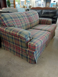 58"W 2-Seat Sofa in Multicolored plaid Fabric