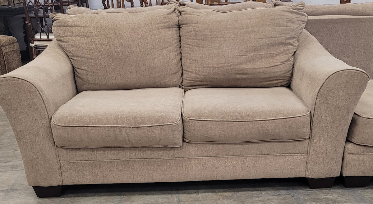 Tan Loveseat With Matching Ottoman