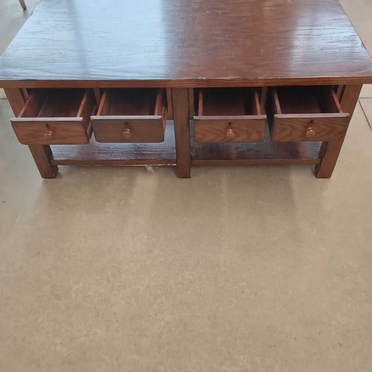 50"W Rustic Coffee Table with Four Drawers