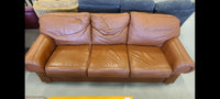 96" Brown Leather 3-Seater Sofa