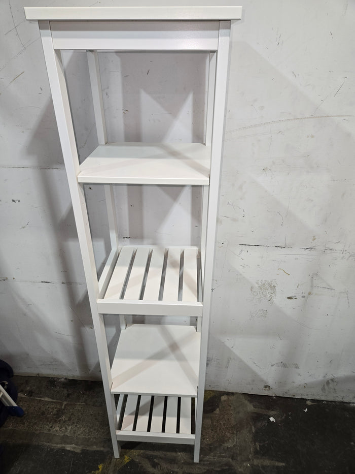 White, Tall, and Narrow Shelving Unit