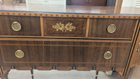 66"W Vintage Buffet w/ Golden Rose Inlays