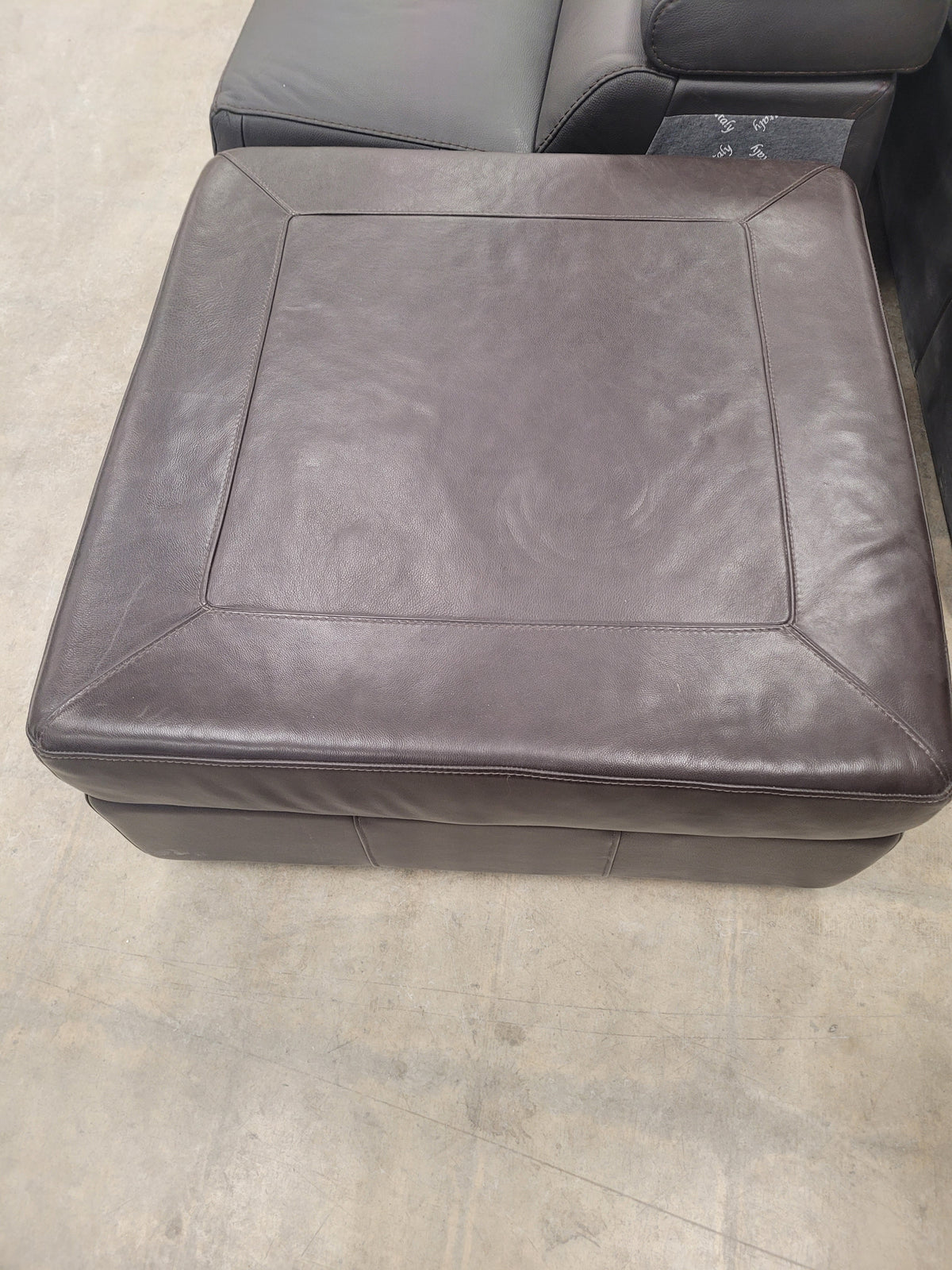 Dark Brown Leather Ottoman