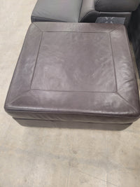 Dark Brown Leather Ottoman