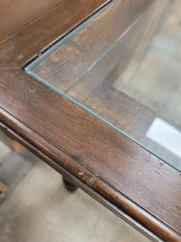 Rectangular Wooden Coffee Table With Glass Insert Top