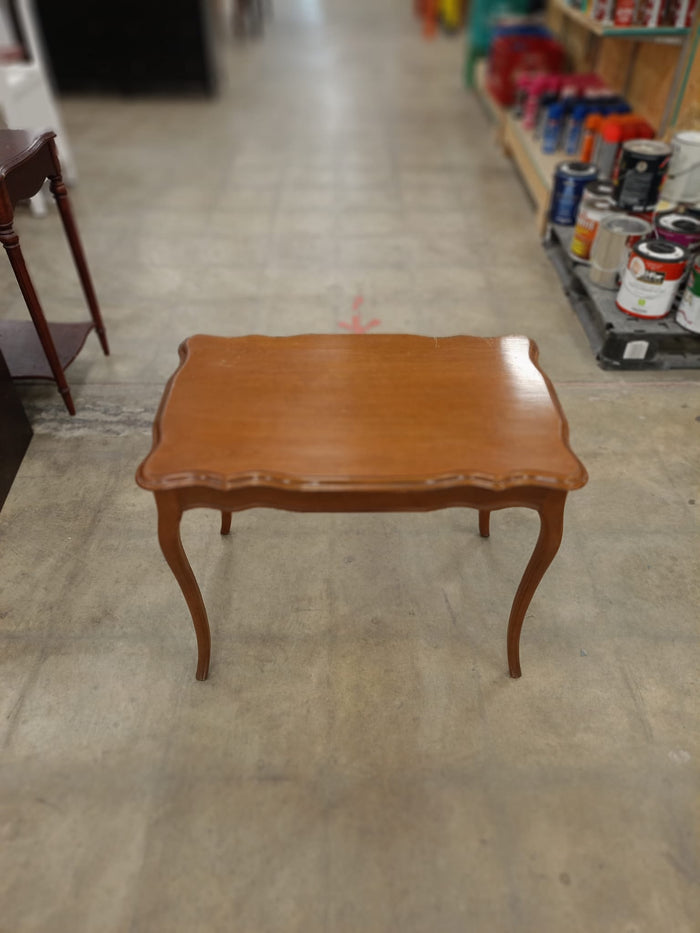 Walnut Wooden Side Table with Curved Legs