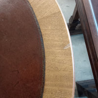 30"Diameter Side Table with Inlaid Leather Top