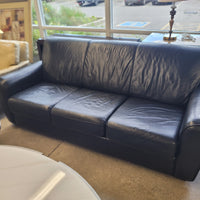 83"W Black Leather 3-Seater Sofa