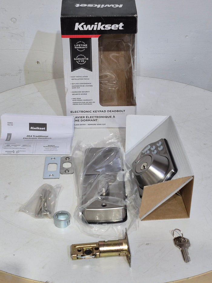 Satin Nickel Arch Electronic Deadbolt with Lighted Keypad