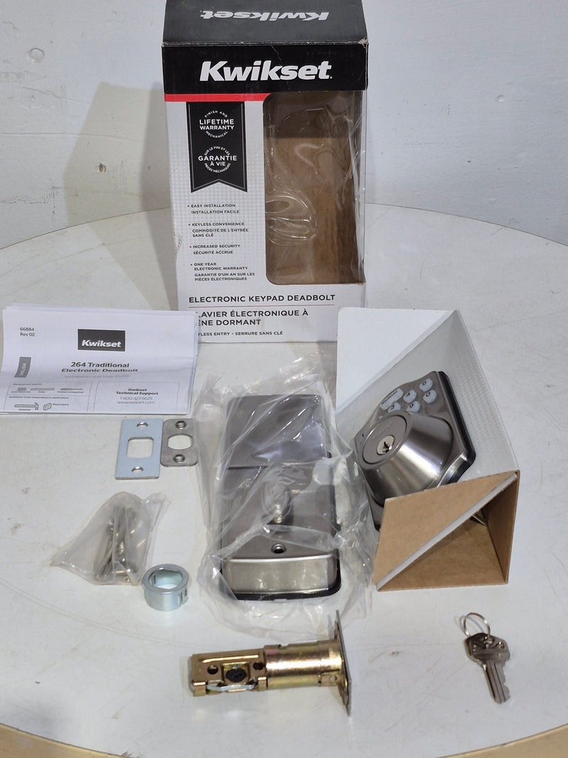 Satin Nickel Arch Electronic Deadbolt with Lighted Keypad