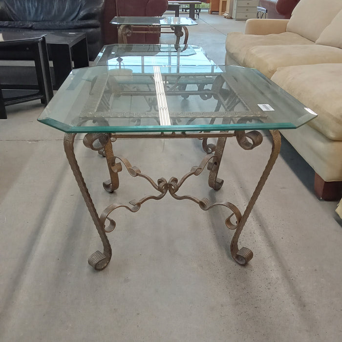 29"W Side Table with Glass Top
