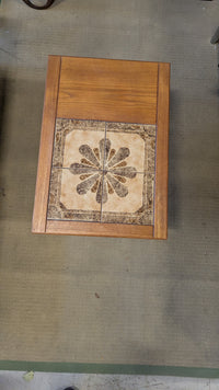 20"W Teak Side Table with Flower Tile