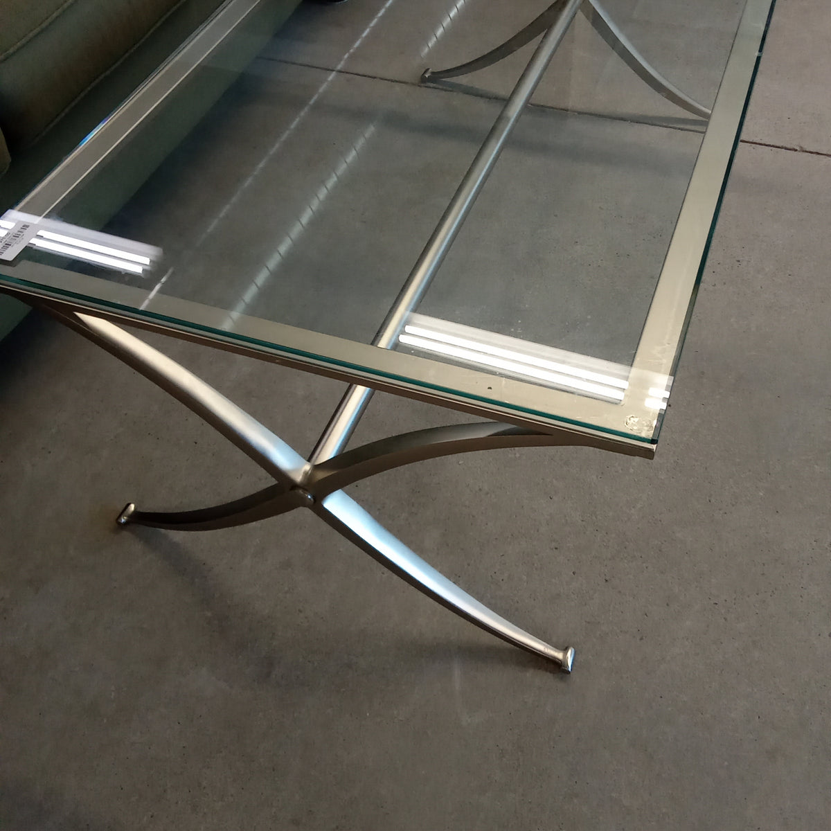 48"W Stainless Steel and Glass Coffee Table