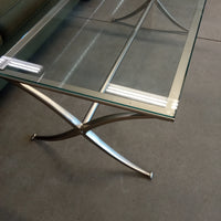 48"W Stainless Steel and Glass Coffee Table