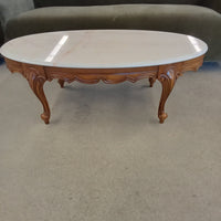 46"W Oval Coffee Table with Marble Top