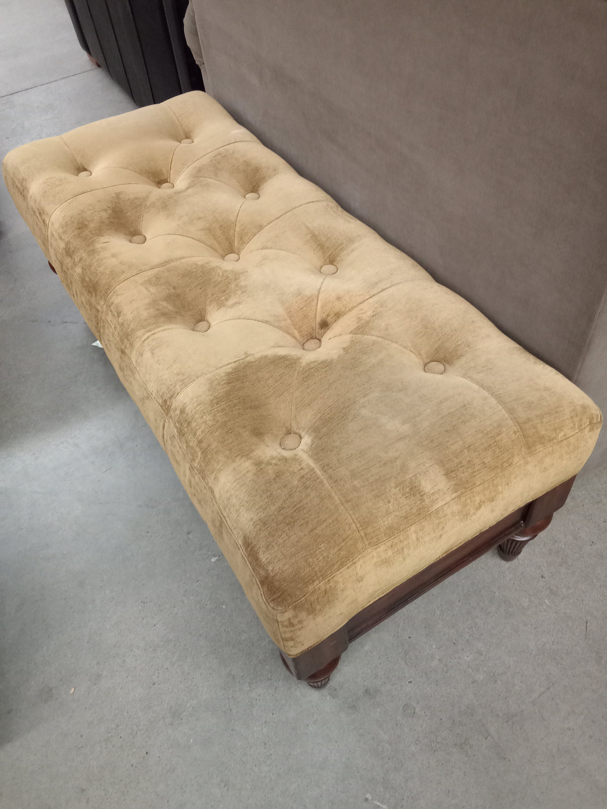 49"W Ottoman on Wooden Base