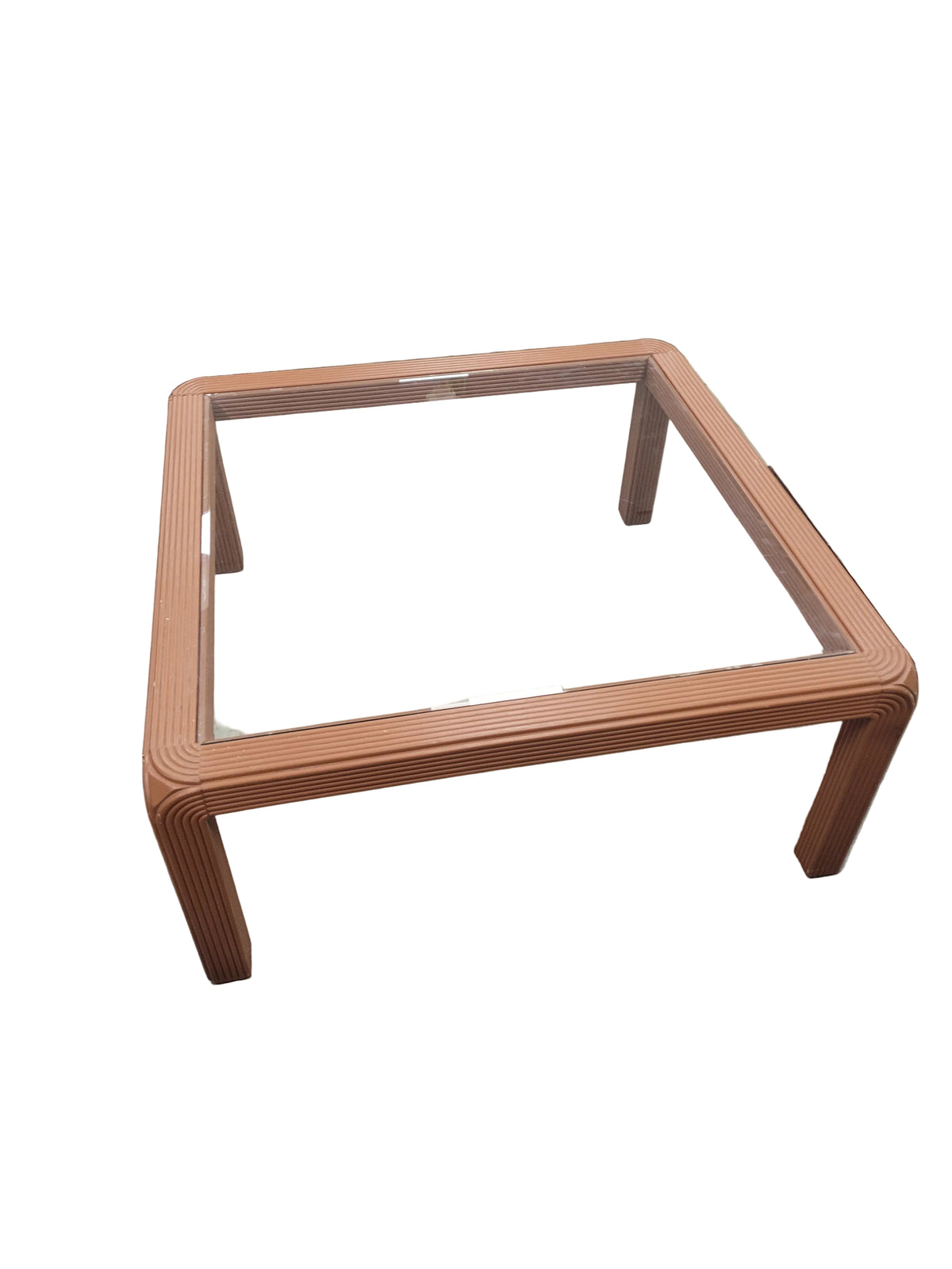 Pencil Reed Rattan Glass Top Coffee Table